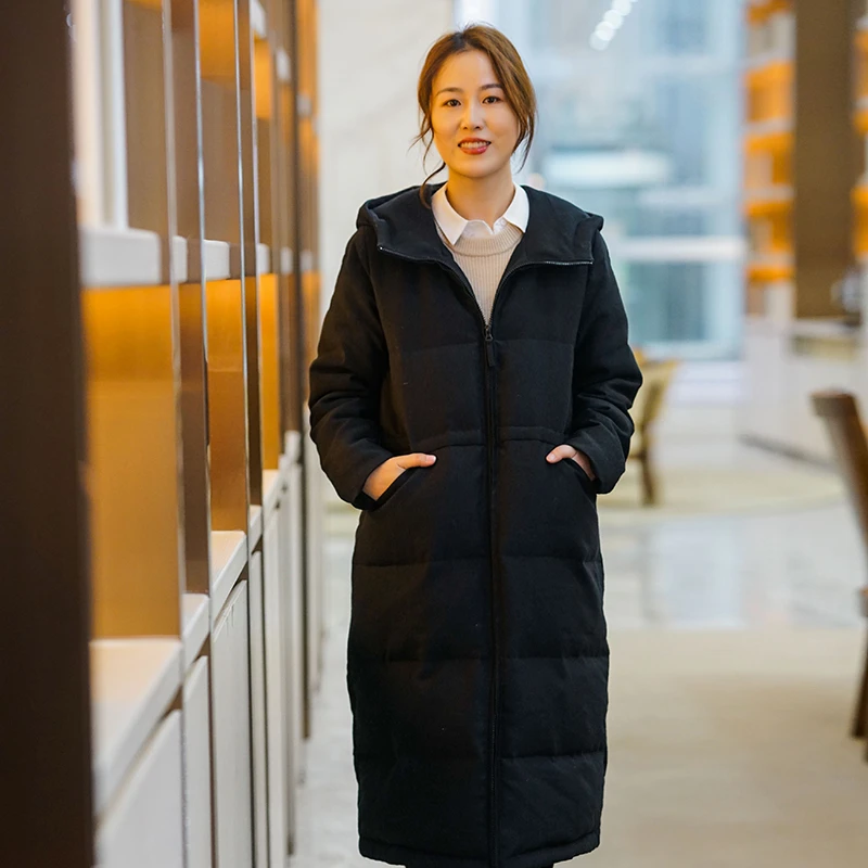 |人生B面| 重磅鹅绒服 羊毛桑蚕丝冬季保暖黑色羽绒服宽松