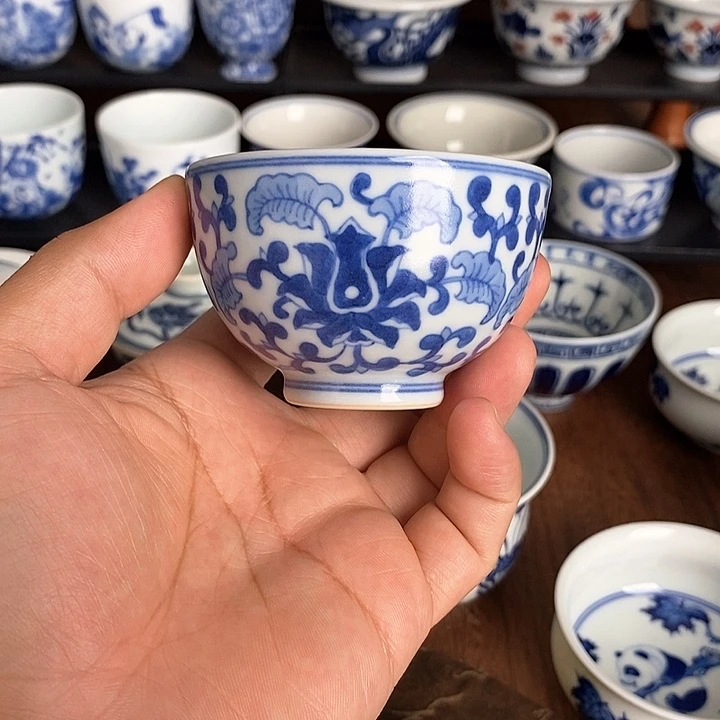 杯哑光釉缠枝莲品杯