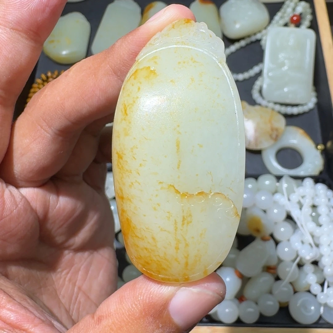 和田玉银S925镶嵌吊坠(不含链)