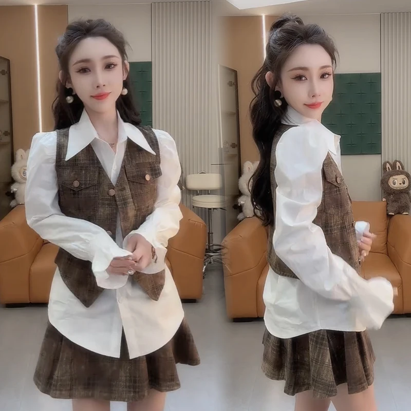 2025秋冬新款时尚显瘦气质网红高档套装女高级百搭宽松大码两件套