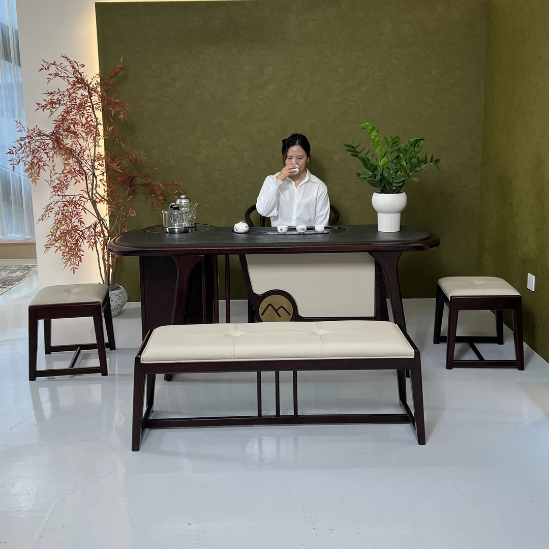 新中式实木茶桌椅组合办公室禅意轻奢茶室茶桌家用客厅阳台泡茶桌