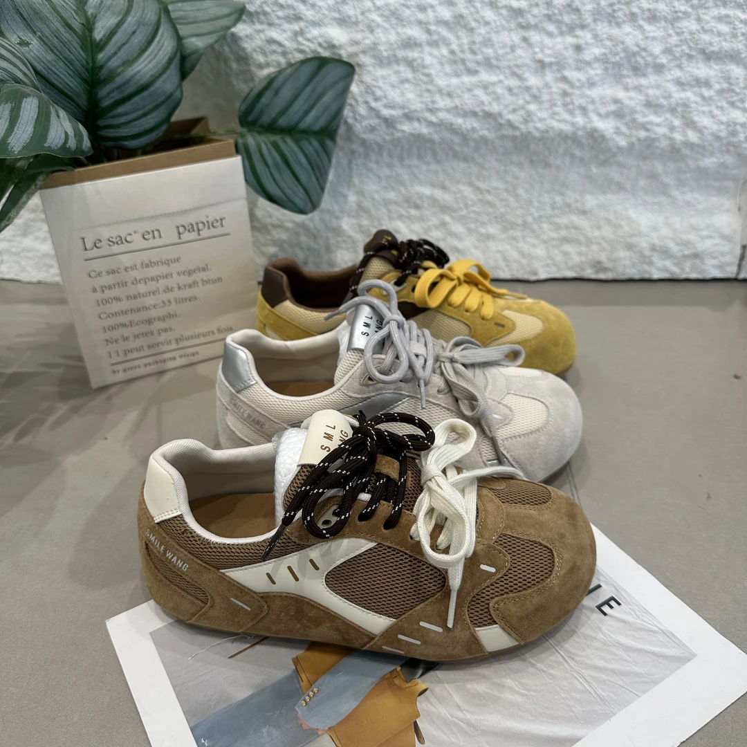 百搭厚底球鞋时尚休闲鞋透气休闲夏季真皮复古德训鞋