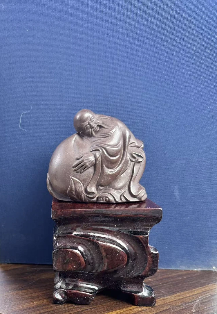 茶宠寿星茶器宜兴紫砂紫泥可养茶玩摆件茶桌