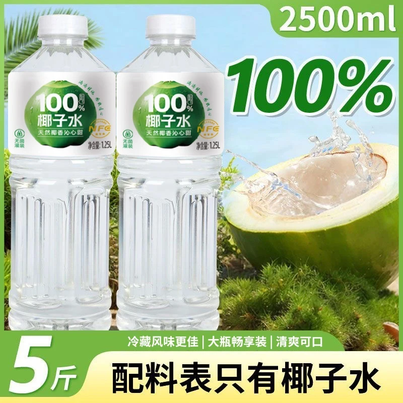 卡美伦100%椰子水1.25L*2大瓶清爽饮料nfc果汁瓶装好喝0添加囤货A
