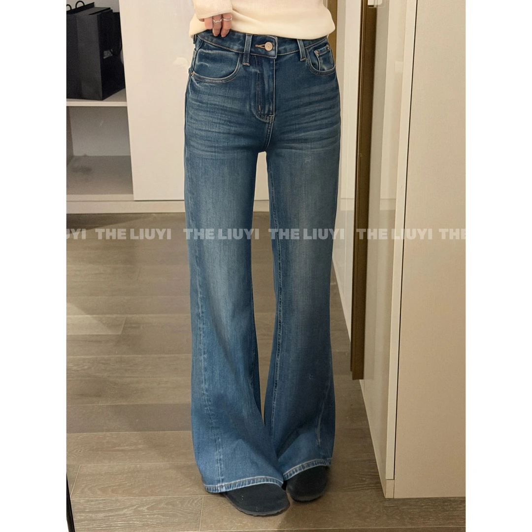 【LIUYI】神牛~冬季密密绒加厚显瘦显高微喇牛仔裤512211