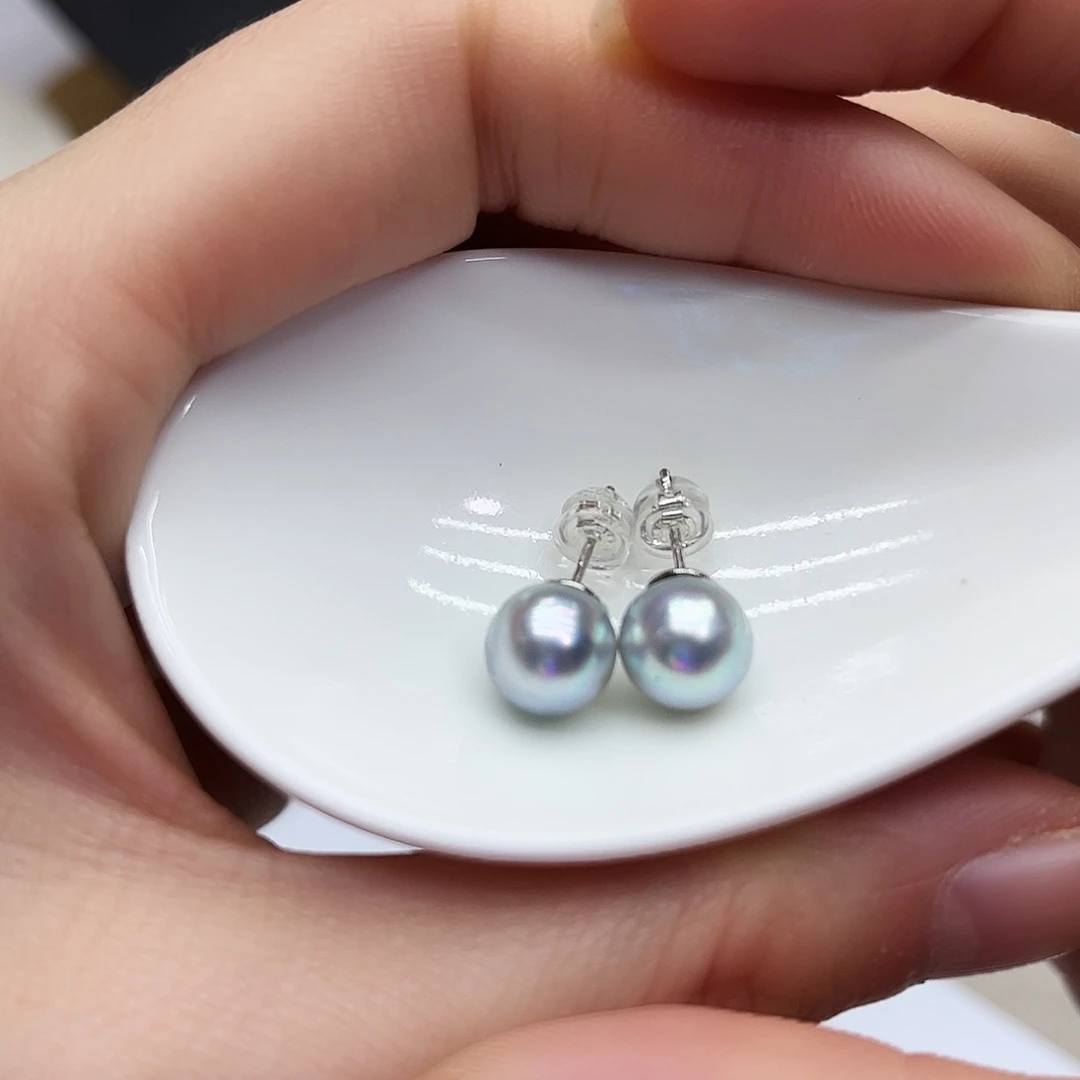 海水珍珠耳饰银S925镶嵌