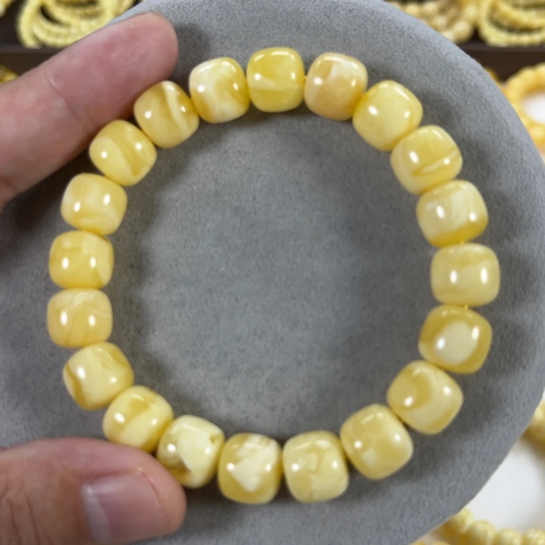 未镶嵌蜜蜡手串叮****1纯天然俄料白花12*11