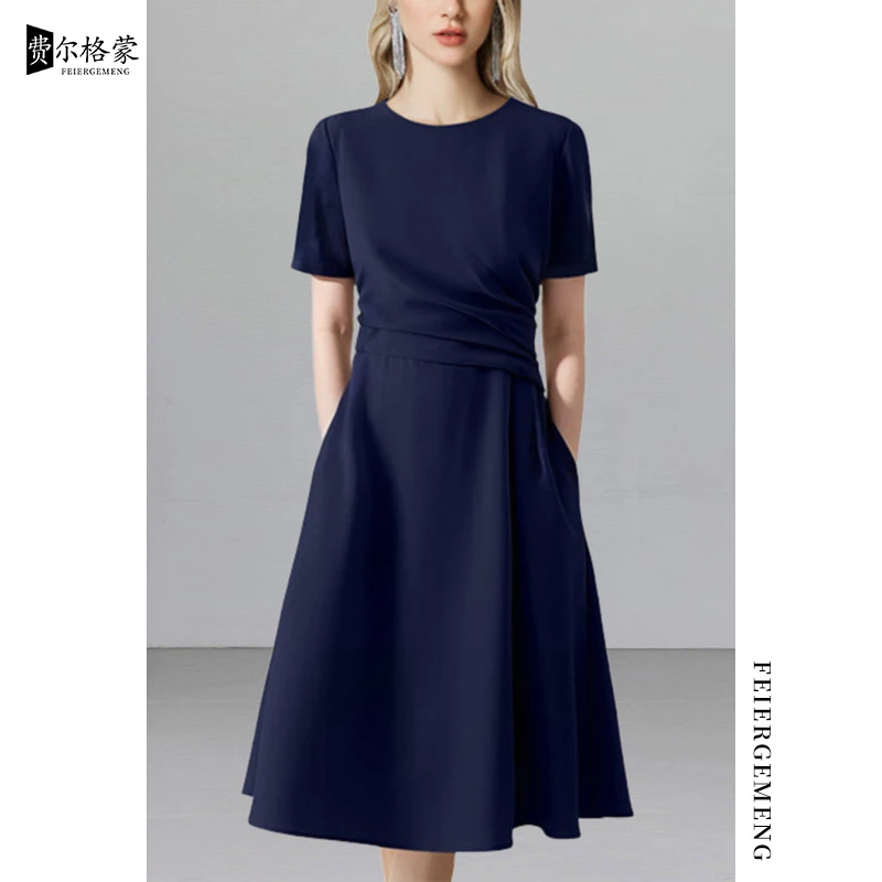 高档通勤气质连衣裙夏季优雅新款收腰显瘦长款爆款裙子女款垂感