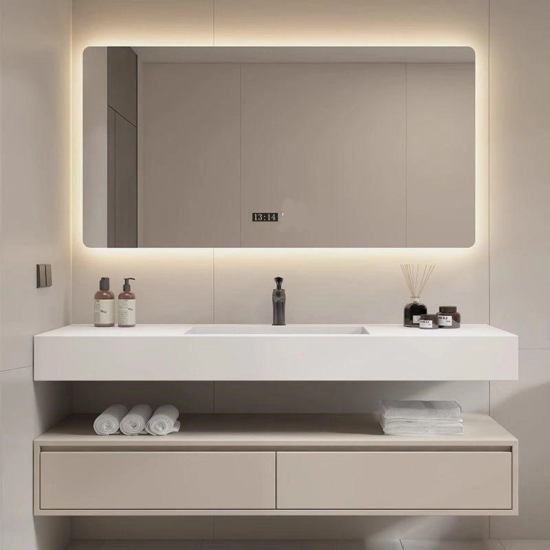 分体式岩板浴室柜无缝一体陶瓷盆卫生间洗脸盆柜组合定制尺寸