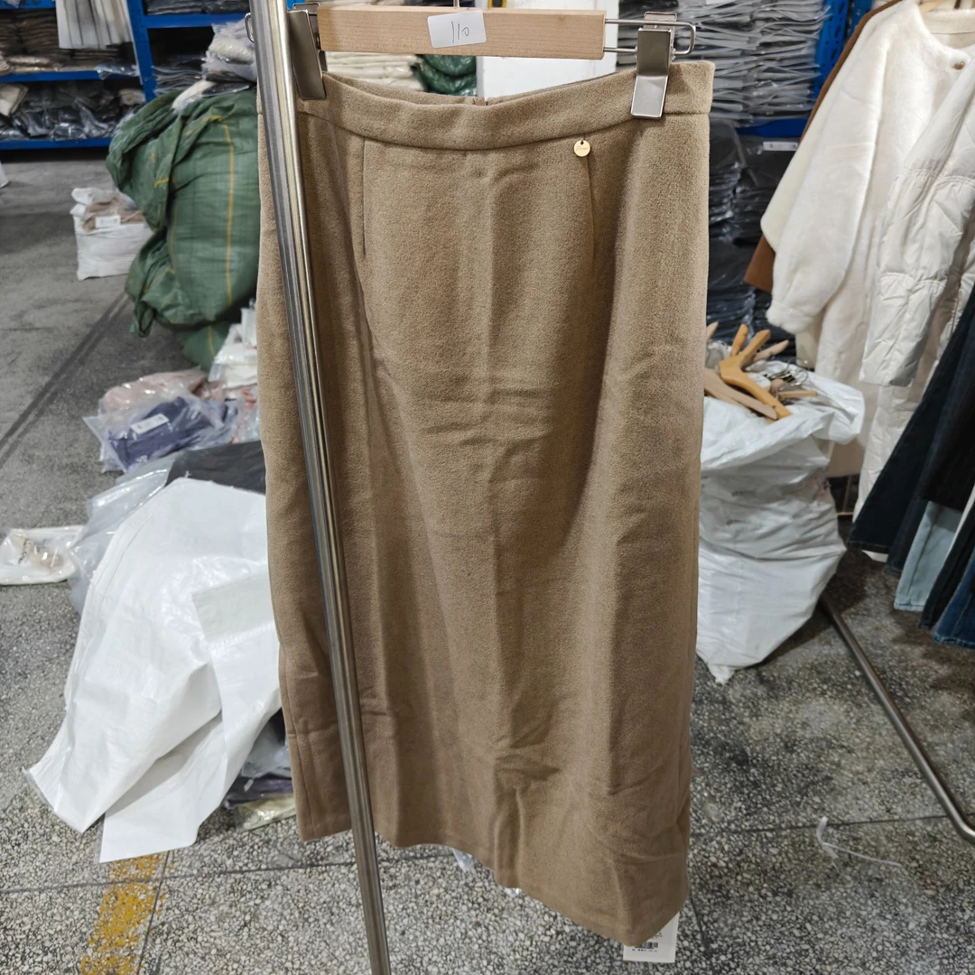 短裙针织半身裙纯色老钱风高腰咖色百褶显瘦INS风