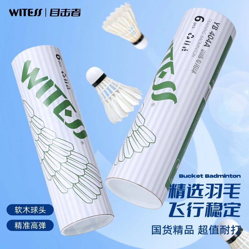 WITESS目击者羽毛球YB404A耐打训练专用高品质球馆比赛用球6只装