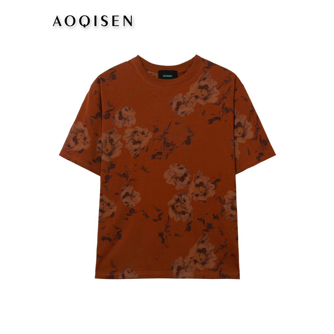 2354-0夏季爆款复古郁金香色时尚短袖休闲宽松大码圆领女士T恤