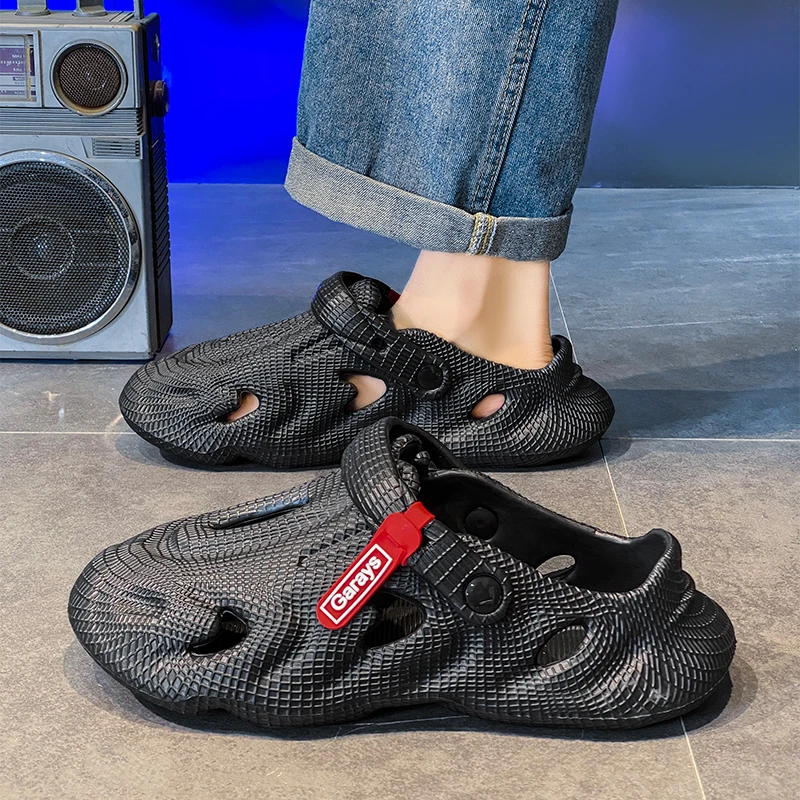 洞洞鞋男款夏季外穿防滑踩屎感拖鞋男士室外开车两用包头溯溪凉鞋