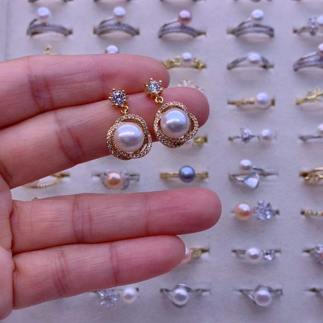 淡水珍珠耳饰合金