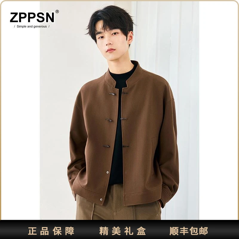ZPPSN^康昆立领夹克外套男春秋季新款高级感新中式休闲宽松男装上