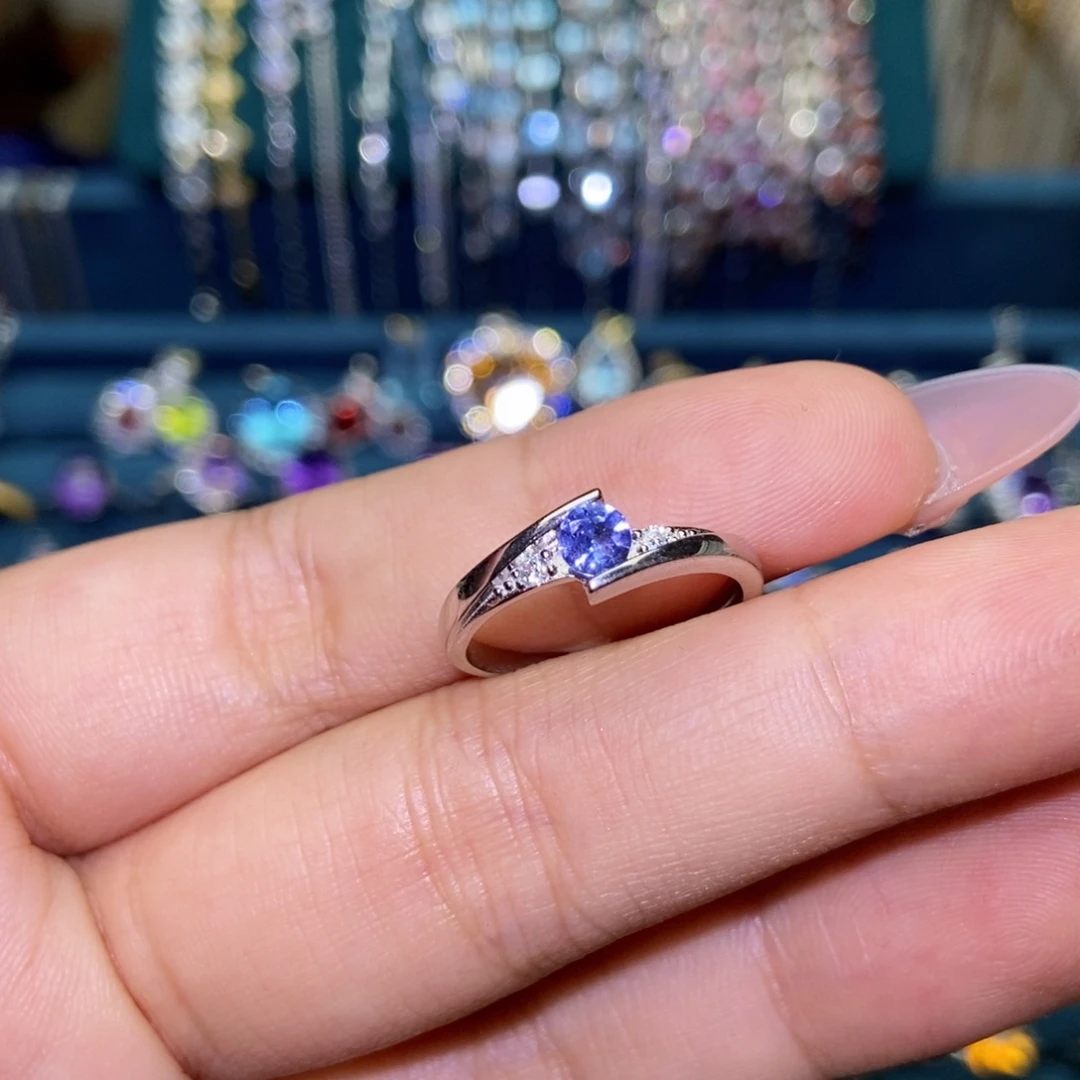 银S925镶嵌戒指坦桑石【挚爱】