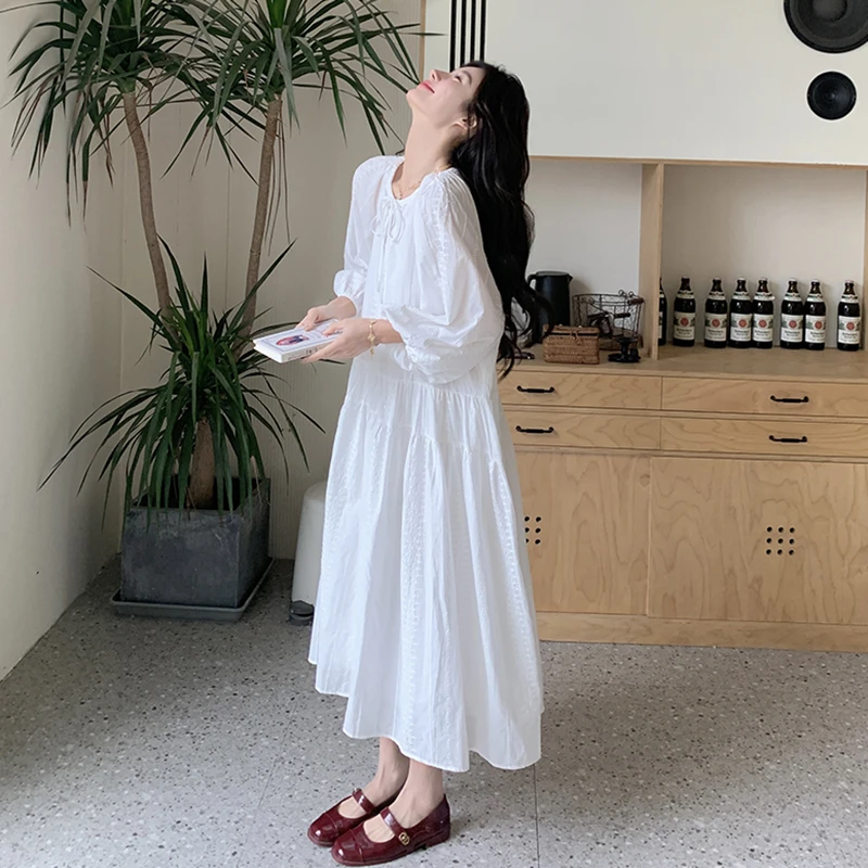 法式温柔风白色初恋连衣裙女春季2025新款高级感绝美超仙气质长裙