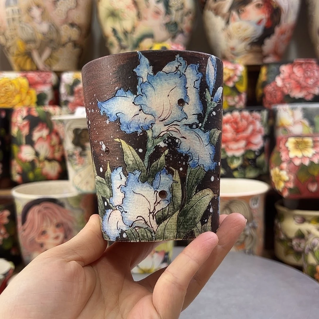 景德镇陶瓷炫彩花盆