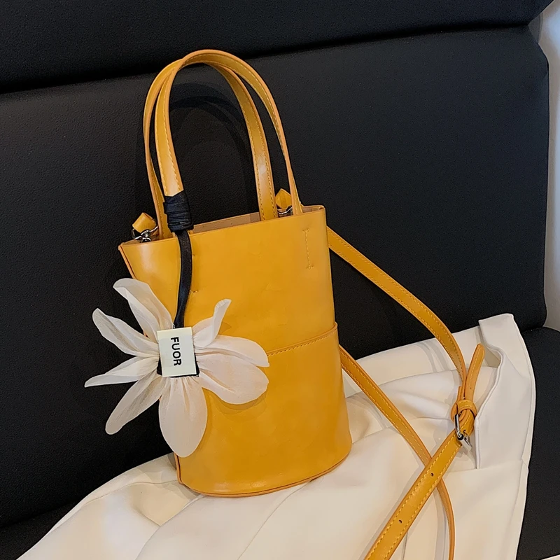 【子母包】洋气黄色小众手拎小水桶包手机包女款2025新款潮斜挎包