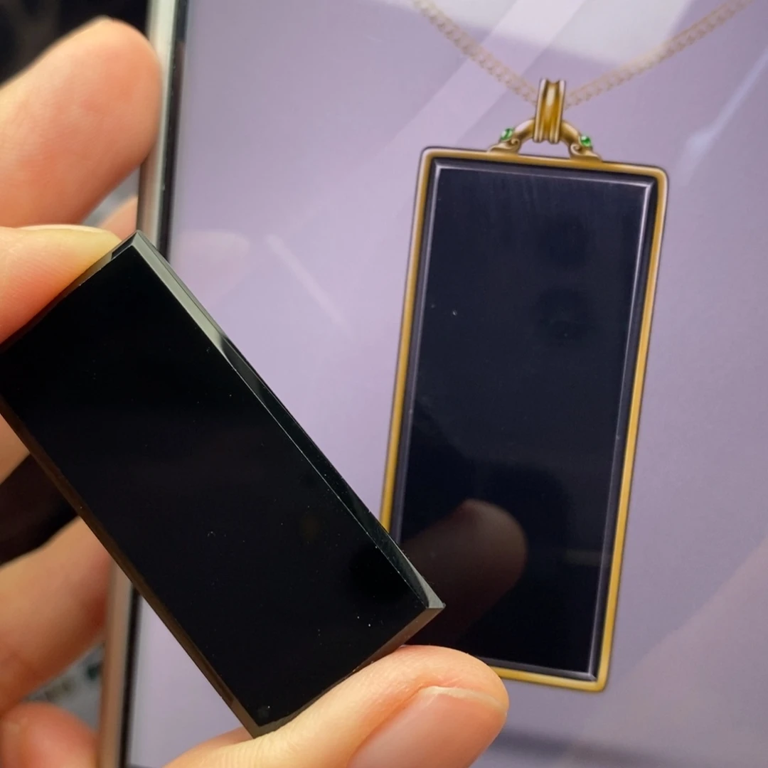 定制翡翠未镶嵌 墨翠无事牌