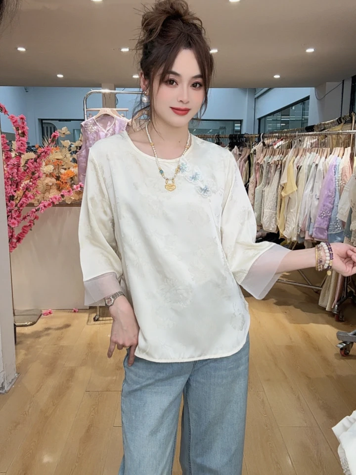 夏季新款国风短袖蝴蝶小衫