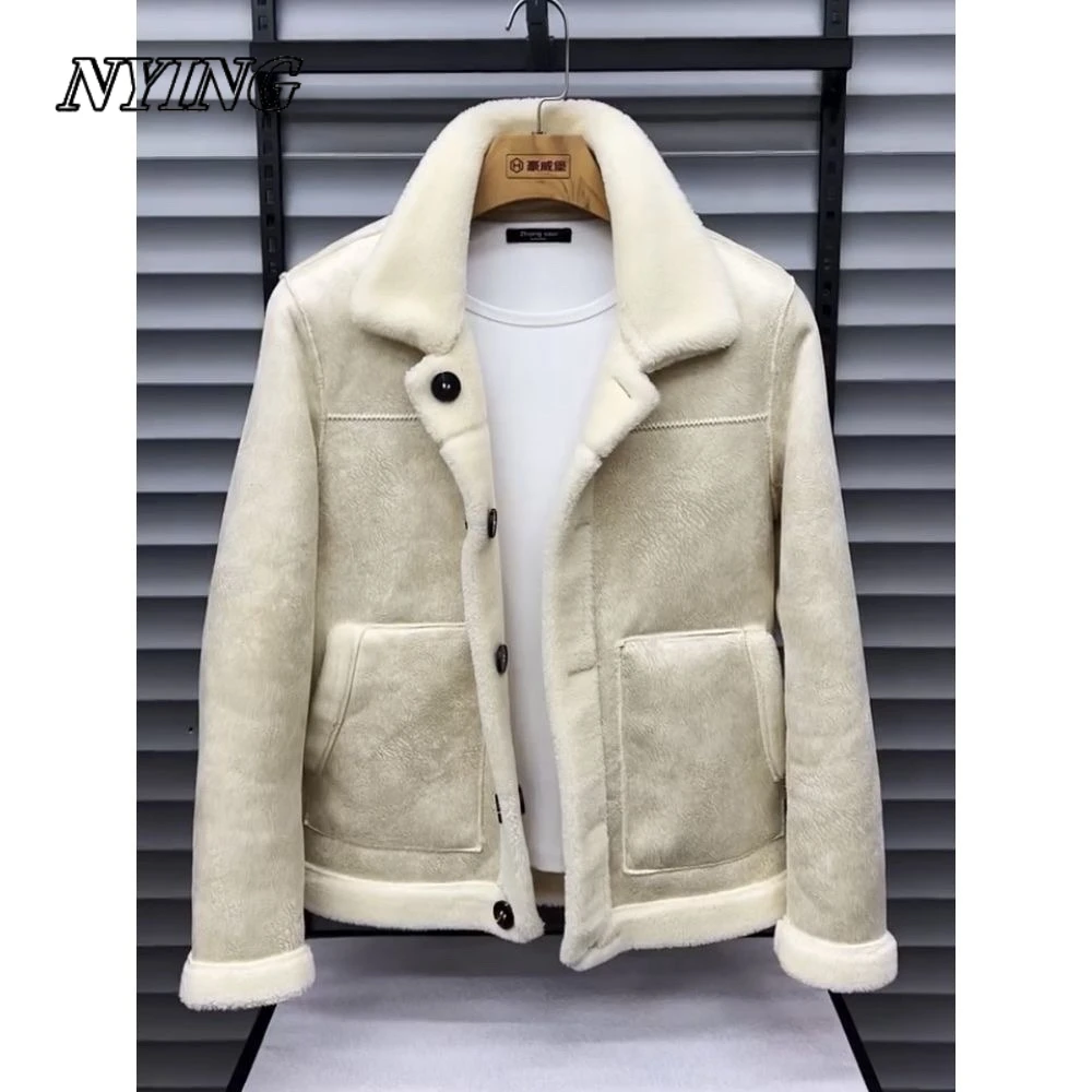 NYING秋冬潮流散口袖百搭上衣时尚外套加厚翻领休闲夹克保暖上衣