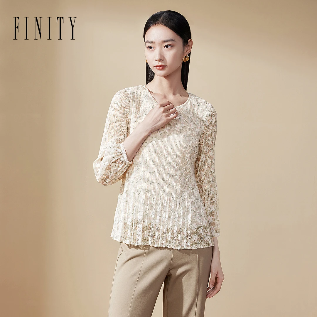 【小水专属】FINITY 雪纺衫新款简约立体褶裥气质 F20WD1172T