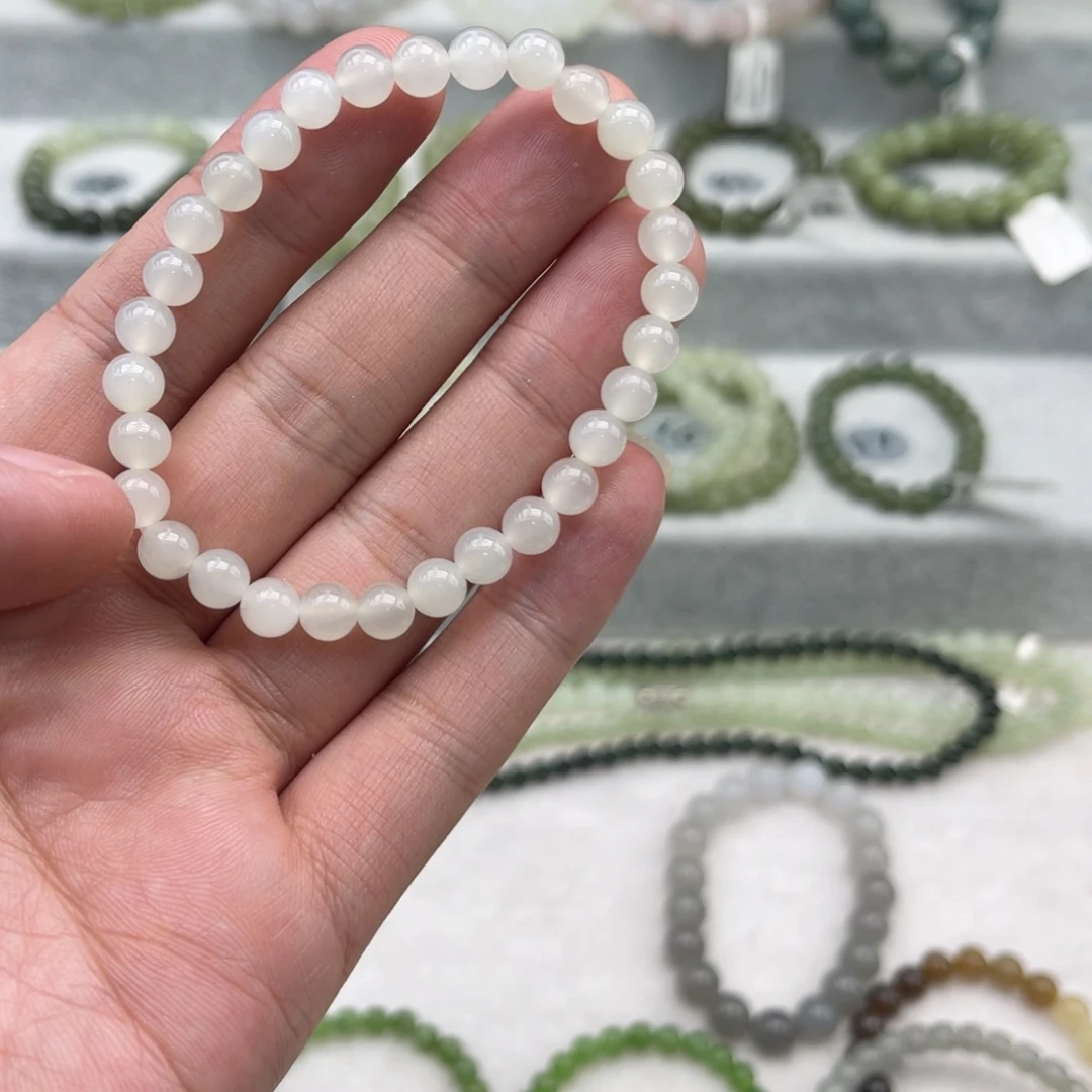 未镶嵌手串和田玉卡6青海冰白