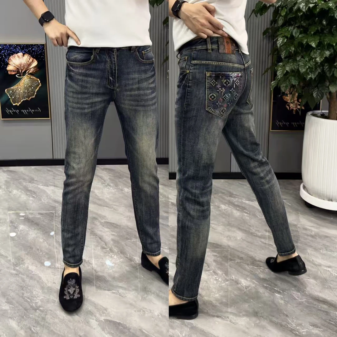 男士时尚休闲百搭男裤个性彩色喷绘牛仔裤裤子男款爆款2025新款