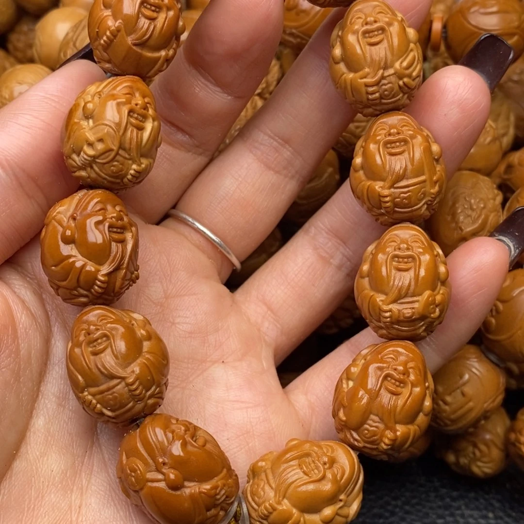 手串橄榄核微上色多宝财神