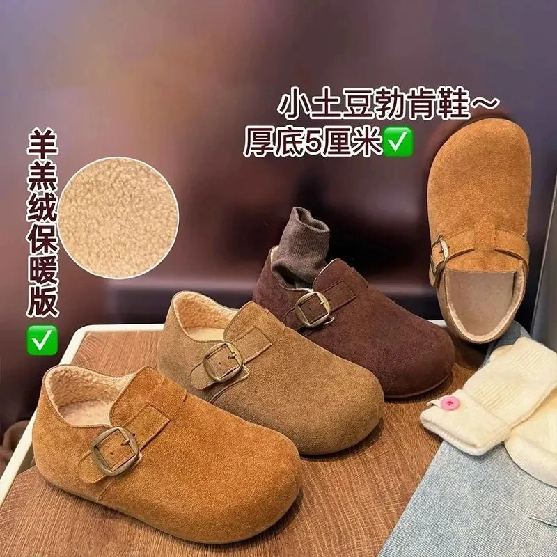 复古勃肯鞋时尚休闲鞋懒人鞋冬季棉鞋浅口鞋子圆头