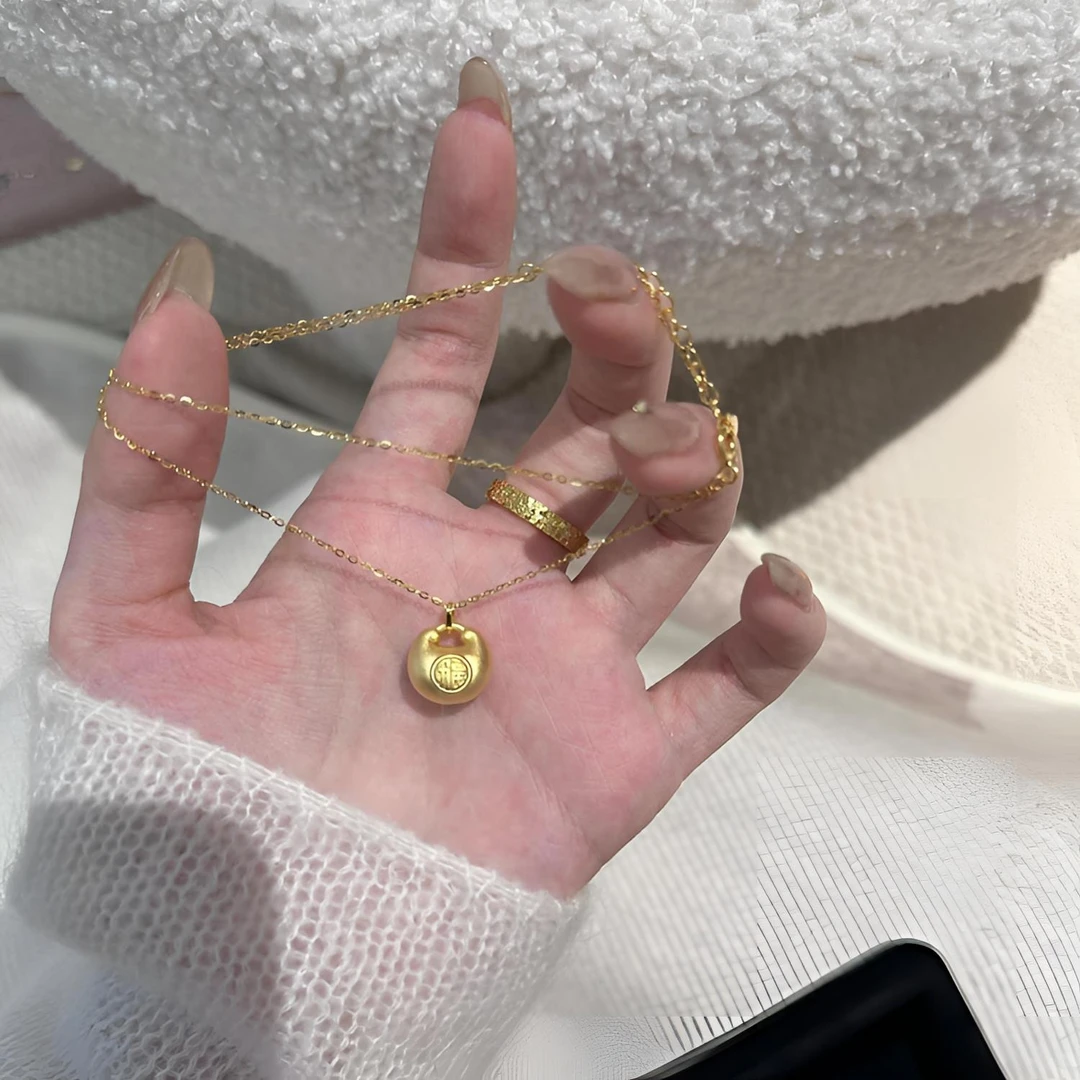 Kise 钛钢项链 金色小胖福项链女锁骨链气质轻奢时尚小众百搭ins