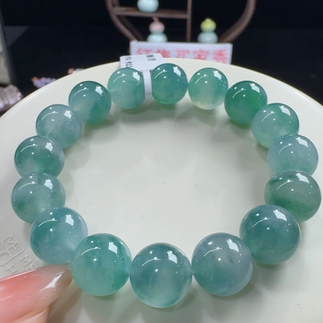 未镶嵌手链翡翠冰胶水润碧海蓝天卡12.5性价比超高！