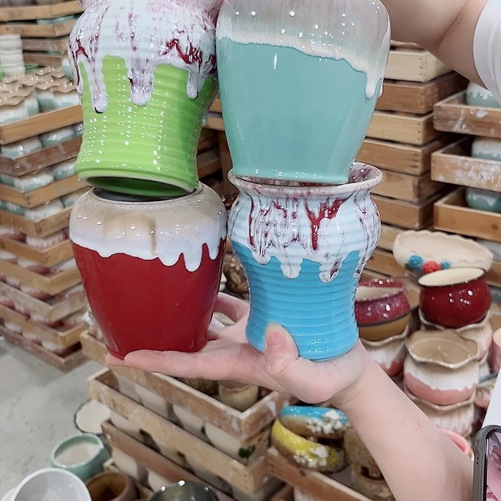 有孔.凑单10元陶瓷花盆发货！