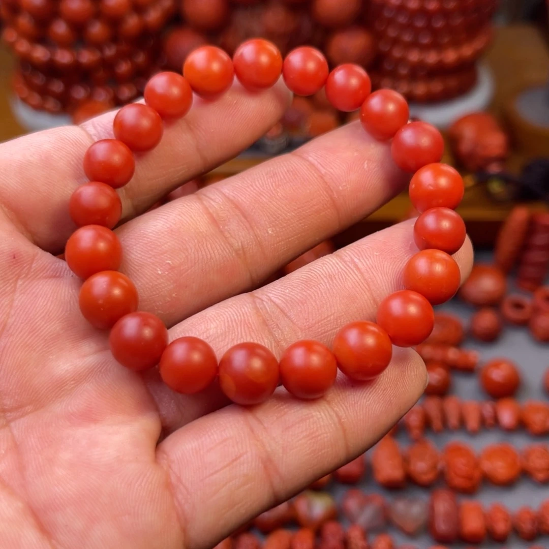 南红玛瑙保山精工圆珠手串卡9➕未镶嵌