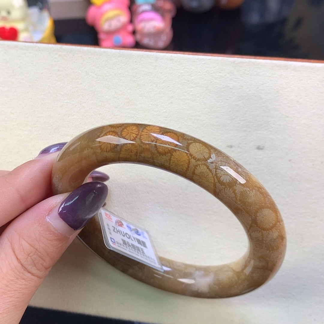 【闪购商品】颈饰未镶嵌硅化珊瑚（珊瑚玉）精品手镯正面花53.7（28号）