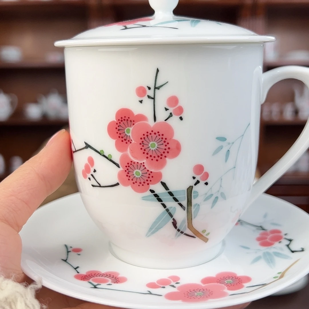 瓷纪念版翠竹红梅二号杯