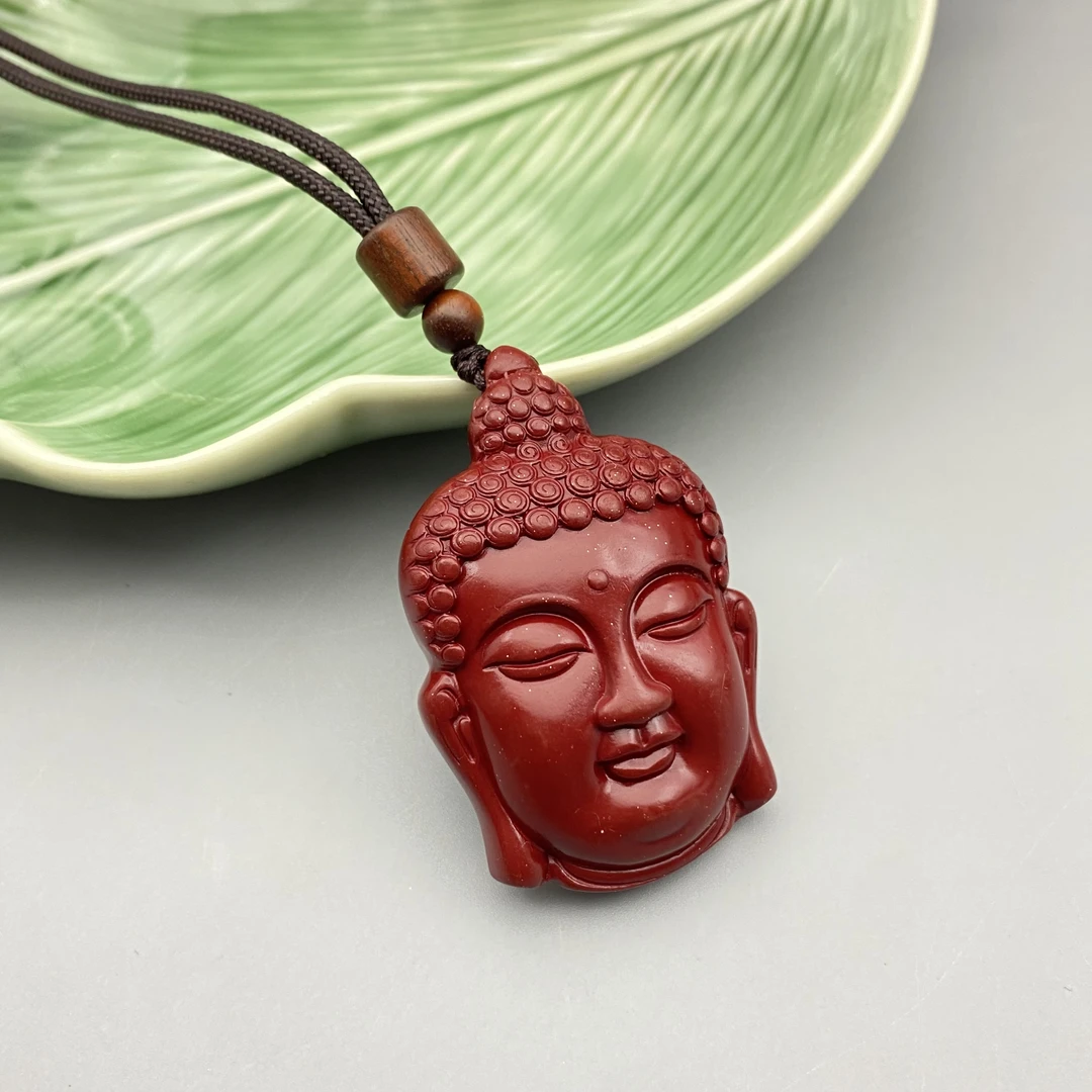含辰砂工艺品ZD289-经典佛头吊坠