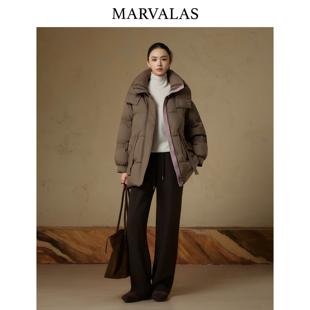 【诗语专属】中长款冬季新款时尚连帽保暖外套休闲面包服154H0200