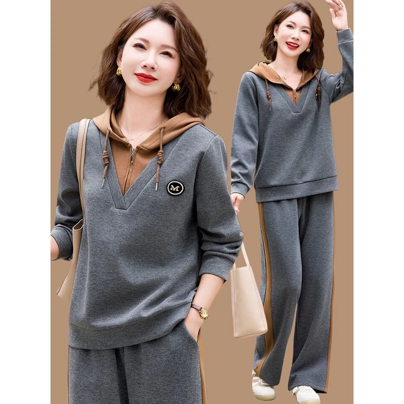 年轻妈妈秋装时尚休闲卫衣套装2025新款中老年女春秋运动服两件套