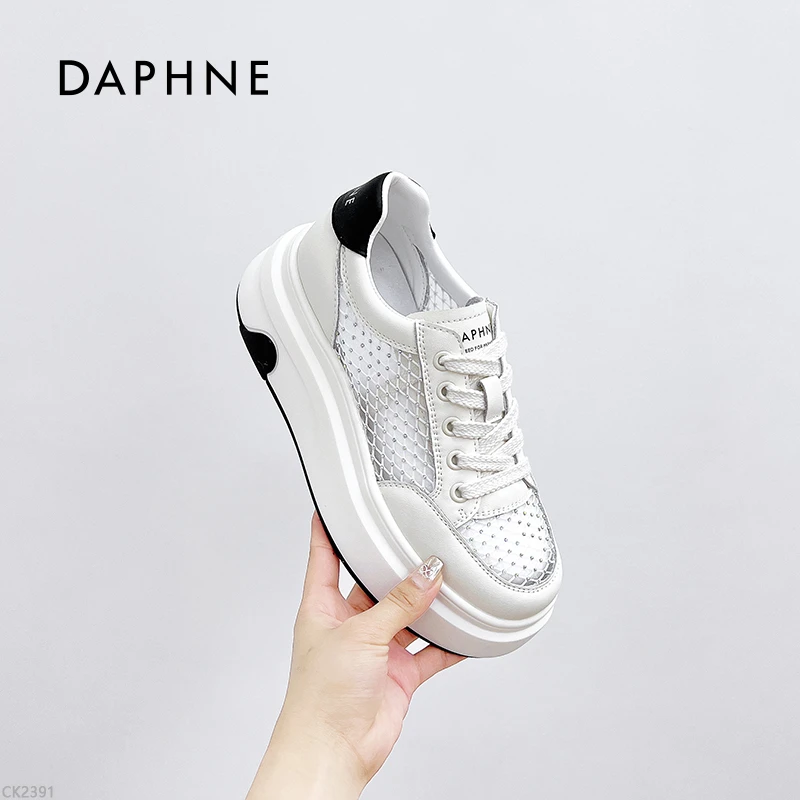 Daphne/达芙妮女2026新款夏季网面百搭镂空女鞋休闲厚底小白鞋鞋