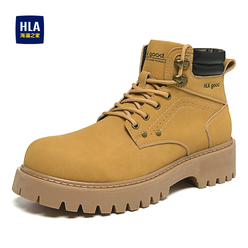 HLA/海澜之家男士马丁靴休闲男鞋时尚复古大黄靴百搭潮流工装靴子