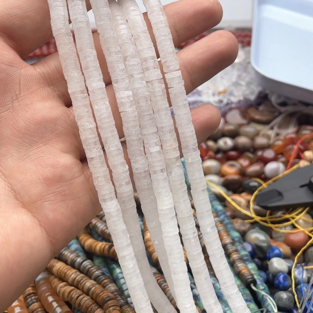 玛瑙/玉髓合金珠宝半成品一条装卡6*1mm白阿赛隔片