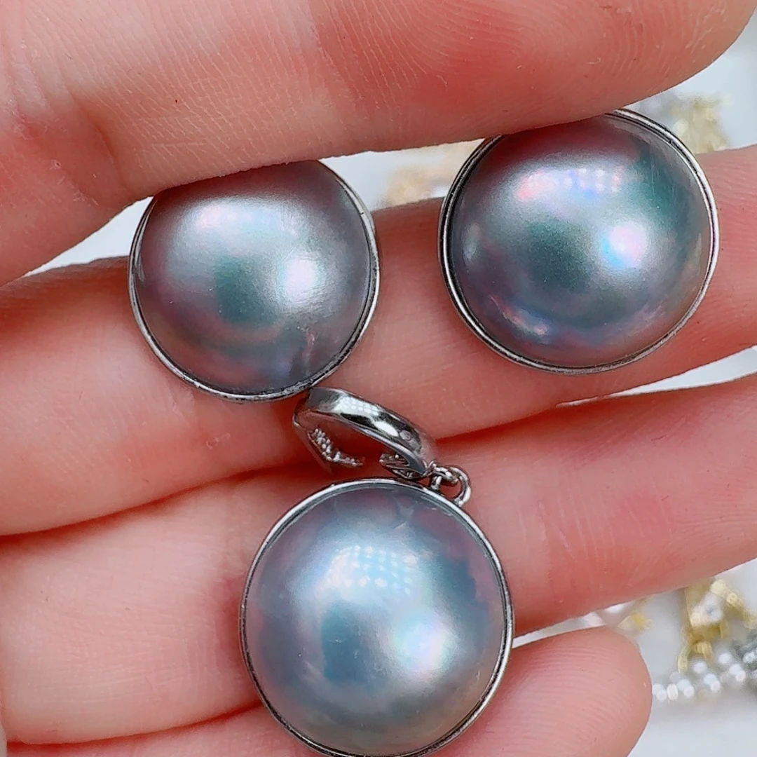 耳饰未镶嵌拼合珍珠（马贝珠）