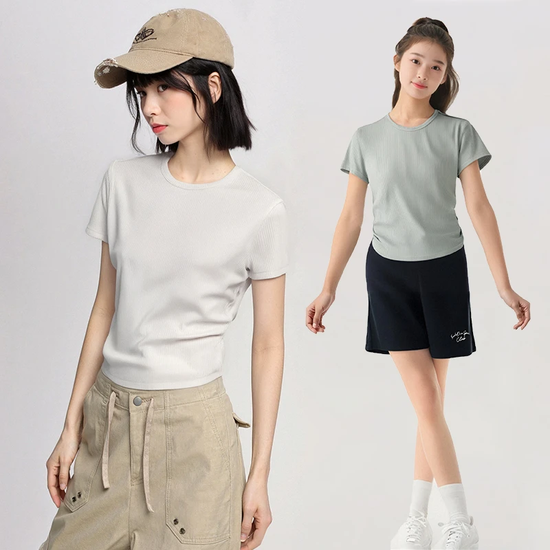 夏季新款纯欲白色吊带背心女设计感褶皱收腰外穿显瘦修身短袖T裇