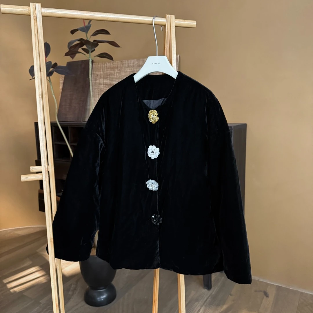 【DTWW大头韦韦】冬季定制山茶花丝绒百搭加厚棉衣外套162220