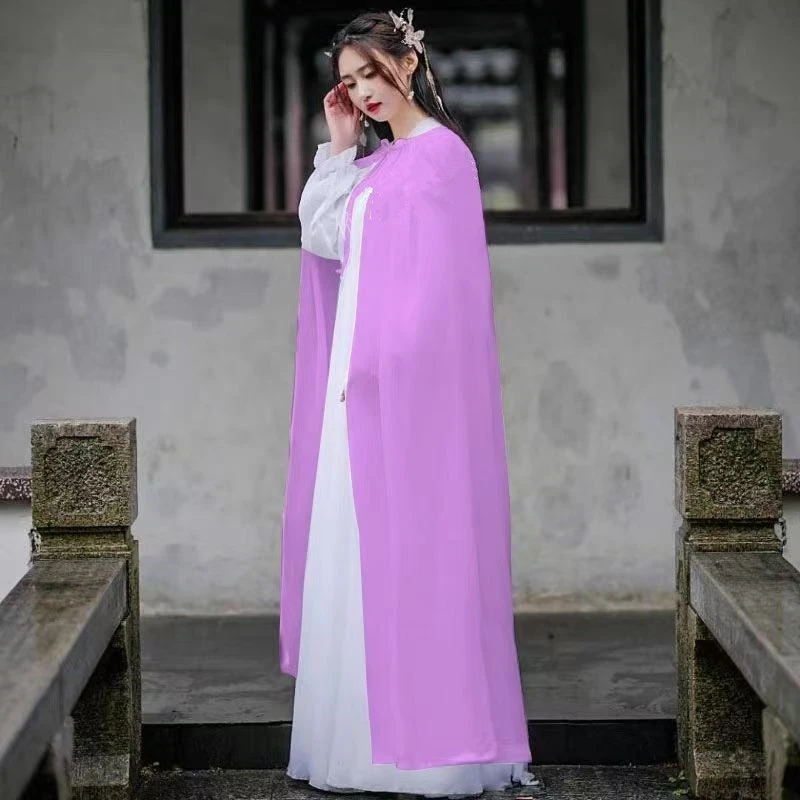 【碧朗福】汉服女披风春夏古风外套中国风雪纺红色防晒衣披肩斗篷