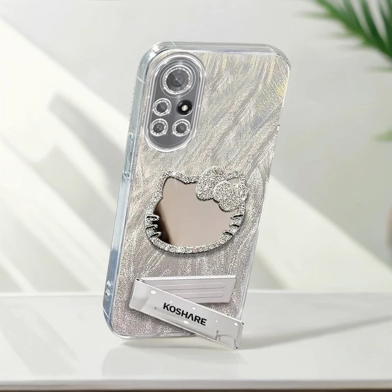 自带镜头膜华为Nova8Pro手机壳BRQ-AN00镶钻kt猫镜子nova8软壳羽