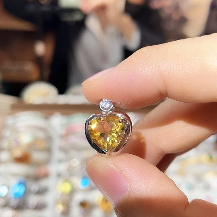 黄晶吊坠(不含链)银S925镶嵌