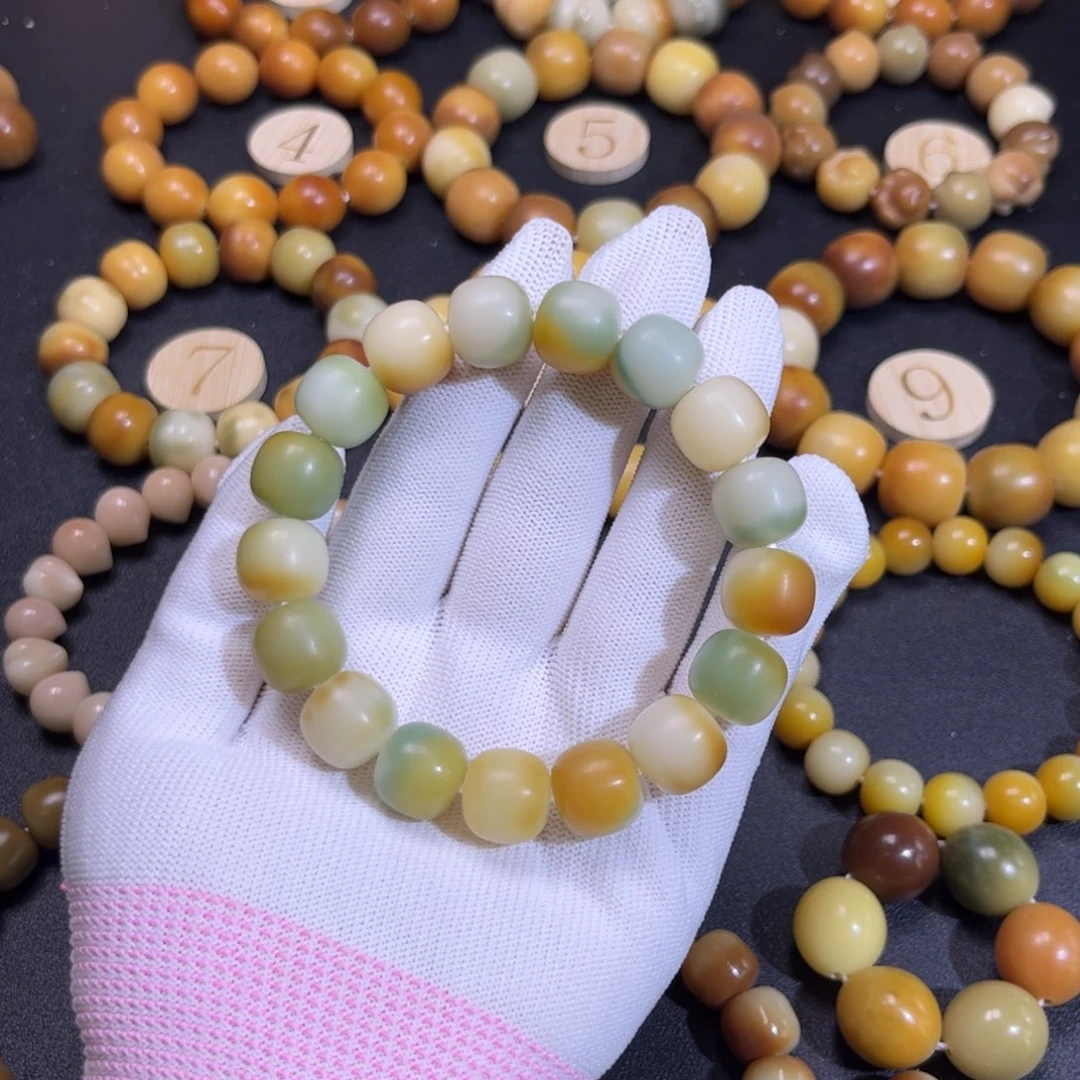 菩提根/象牙果手串炫彩花皮桶